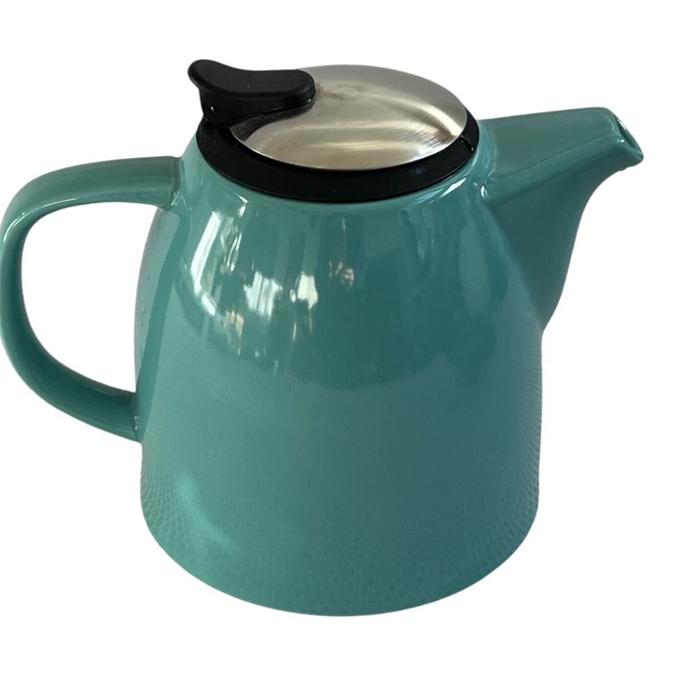 Tealyra Daze Ceramic Teapot 1 - 2 Cups Teal Blue Infuser to Brew Loose Tea